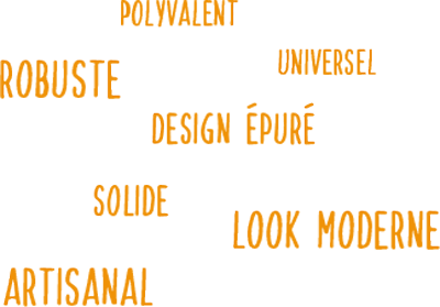 nuage de mots qui décrivent nos vélos smoothie : durables, solides, polyvalents, design, fabrication