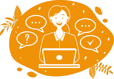 une collaboratrice répond aux questions des clients sur l'illustration