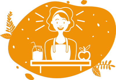 l'animatrice coupe des fruits biologiques qui seront mixés par les passants lors de l'animation à l'aide des vélos mixeur de jus