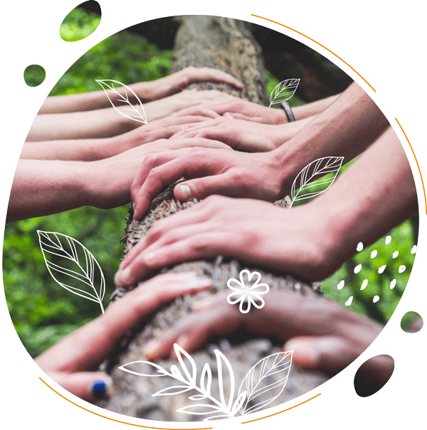 Cette photo de mains illustre le côté collaboratif de nos animations qui sont des idées originales pour des team building originaux et funs