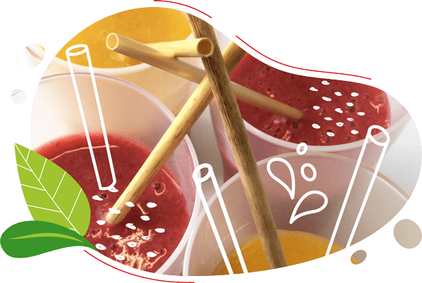 cette photo montre nos smoothies à la mangue et à la framboise avec des pailles en pailles pour la qualité de vie au travail