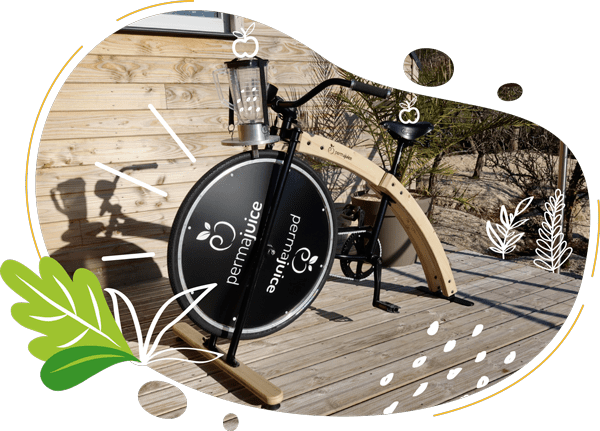 le vélo smoothie en bois a été fabriqué artisanalement dans la baie du mont saint michel