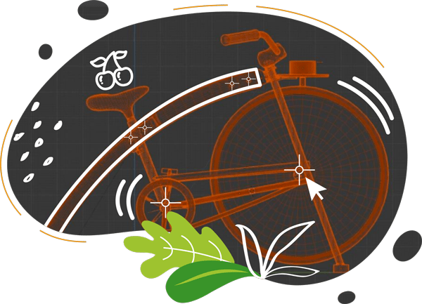 Illustration effet 3D du vélo cyclojuice en bois